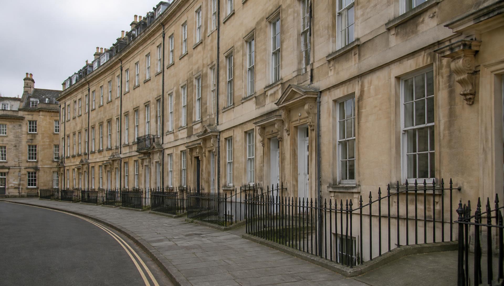 Georgian Bath stone terrace in Bath, Somerset